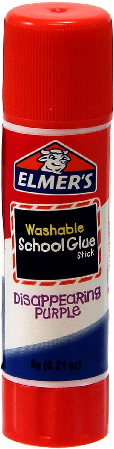 Elmer's Disappearing Purple School Glue Sticks, Washable, 6 Grams, 12 Count