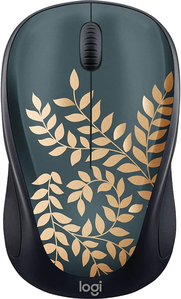 Logitech - Design Collection Limited Edition Wireless Compact Mouse with Colorful Designs - Golden Garden