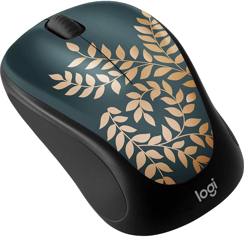 Logitech - Design Collection Limited Edition Wireless Compact Mouse with Colorful Designs - Golden Garden