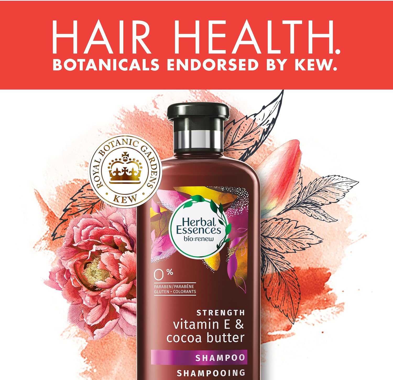 Herbal Essences Biorenew Vitamin E & Cocoa Butter Strength Shampoo, 13.5 FL Oz