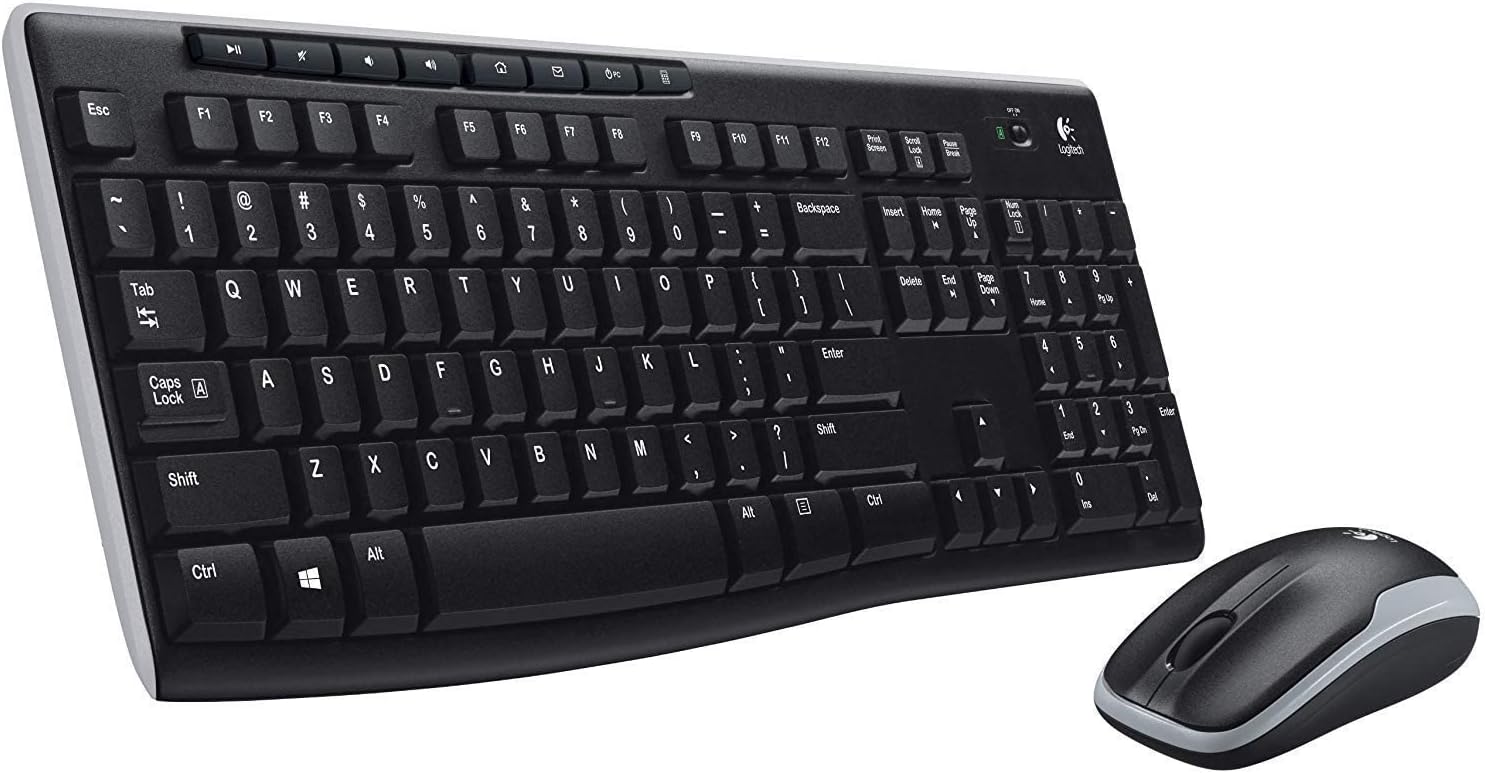 Logitech K270 Wireless Keyboard and M185 Wireless Mouse Combo — Keyboard and Mouse Included, Long Battery Life (Black with Mouse)