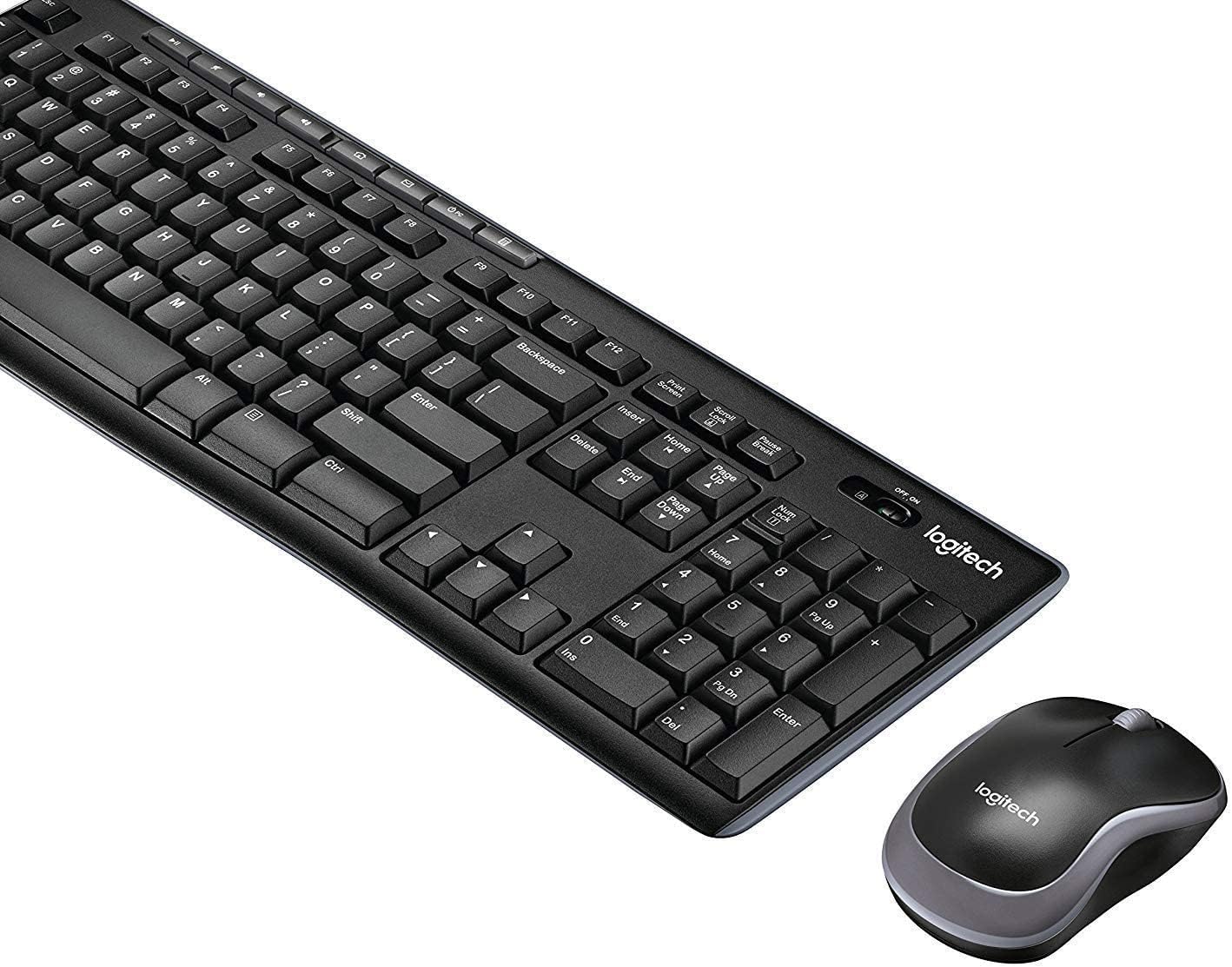 Logitech K270 Wireless Keyboard and M185 Wireless Mouse Combo — Keyboard and Mouse Included, Long Battery Life (Black with Mouse)