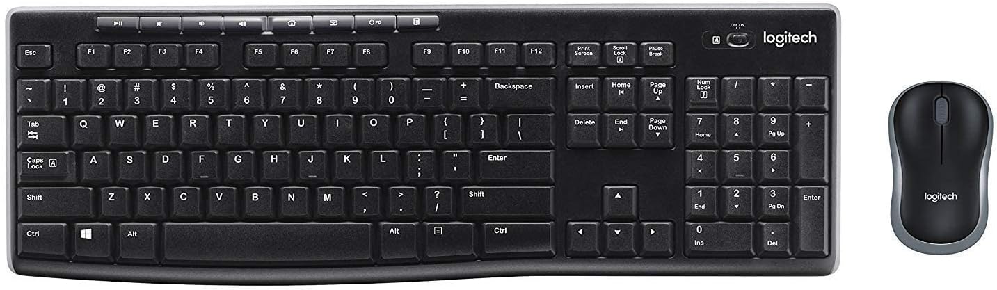 Logitech K270 Wireless Keyboard and M185 Wireless Mouse Combo — Keyboard and Mouse Included, Long Battery Life (Black with Mouse)