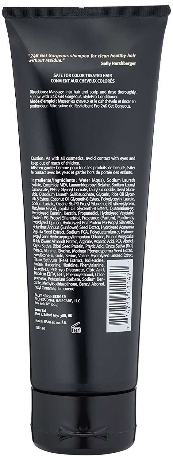 Sally Hershberger 24K Get Gorgeous Stylepro Shampoo & Conditioner Black and Grey Tea, 17 oz boundle