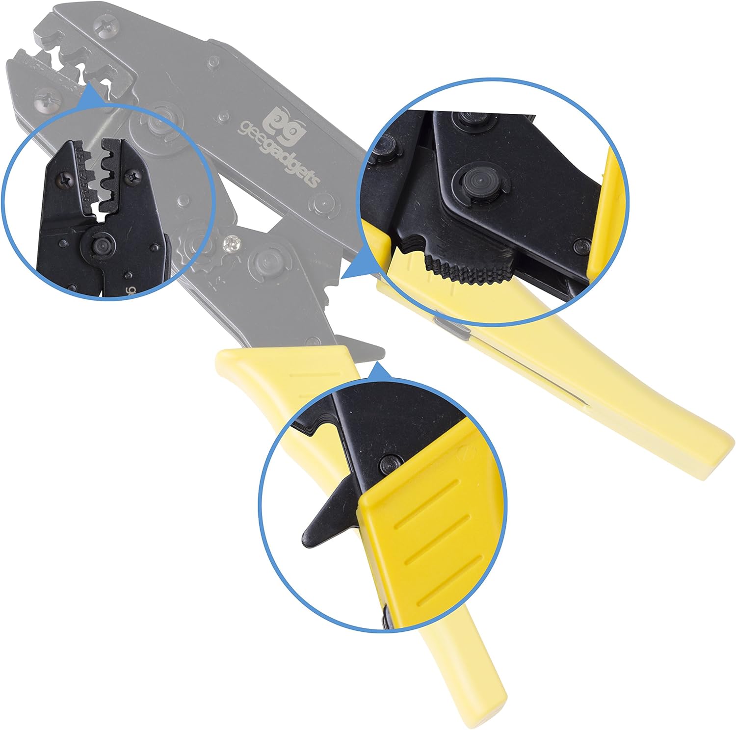 Gee Gadgets Wire Crimper Ratcheting Tool - Comfort Grip Professional Insulated Wire Terminals Connectors Ratcheting Adjustable Crimping Plier