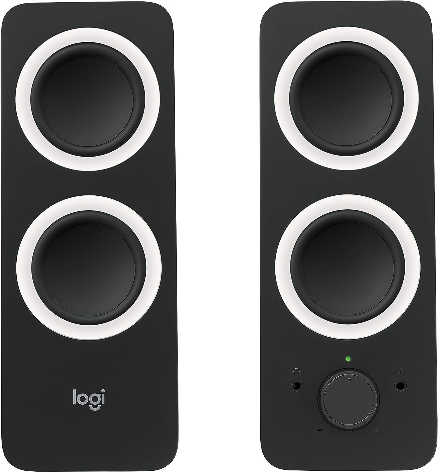 Logitech Z200 PC Speakers, Stereo Sound, 10 Watts Peak Power, 2 x 3.5mm Inputs, Headphone Jack, Adjustable Bass, Volume Controls, PC/TV/Smartphone/Tablet - Black