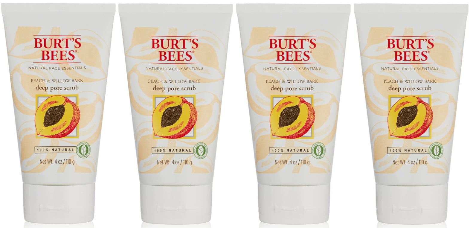 Burt's Bees Peach & Willowbark Deep Pore Scrub 4 oz (Pack of 4)