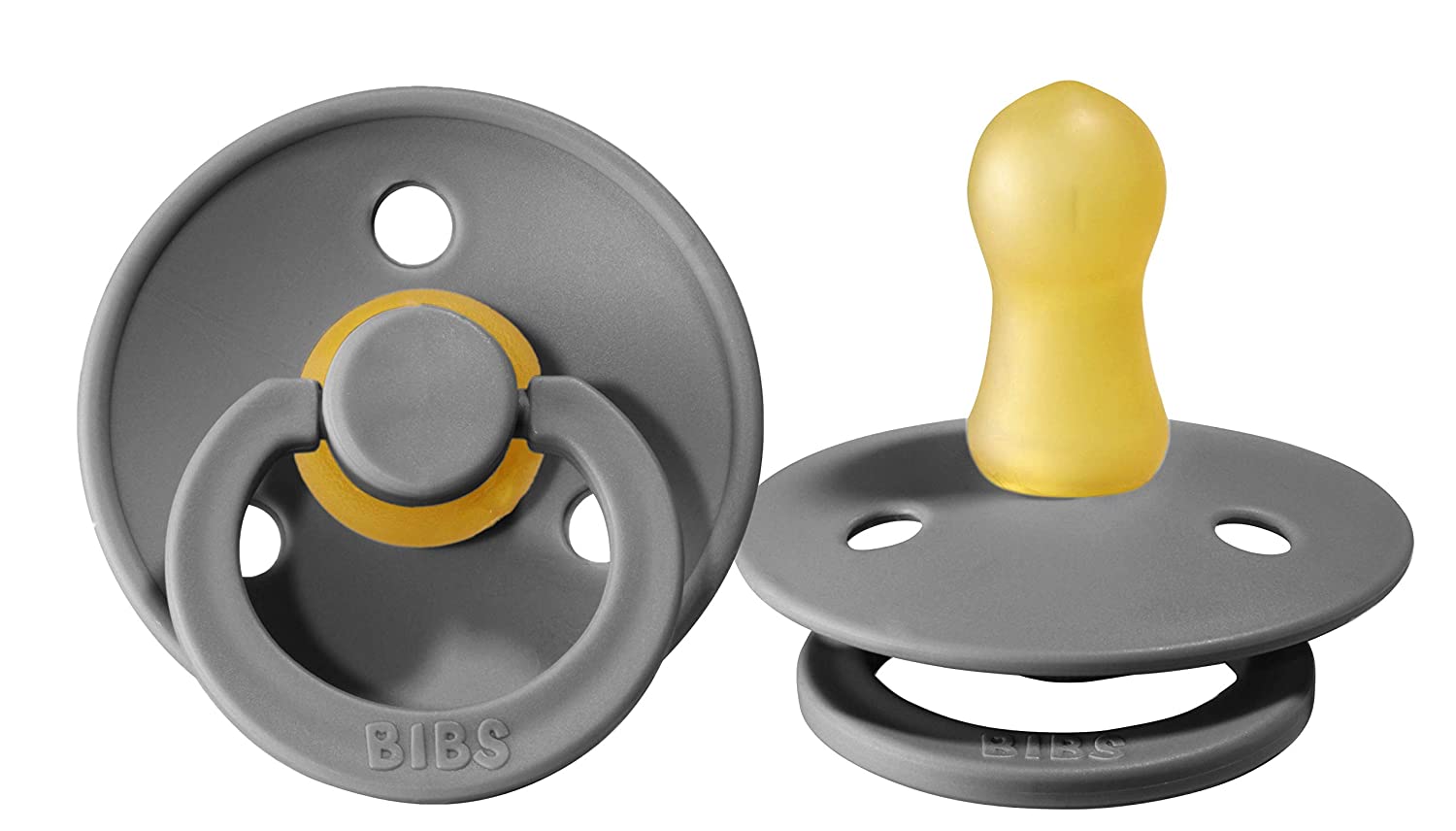 BIBS Baby Pacifier | BPA-Free Natural Rubber | Made in Denmark | Smoke 2-Pack (6-18 Months)