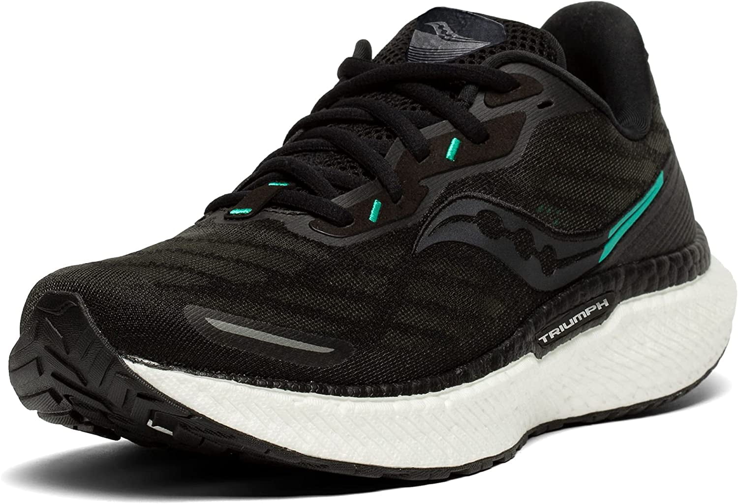 Saucony Women's Triumph 19 Running Shoe, Black/White, 11 Wide