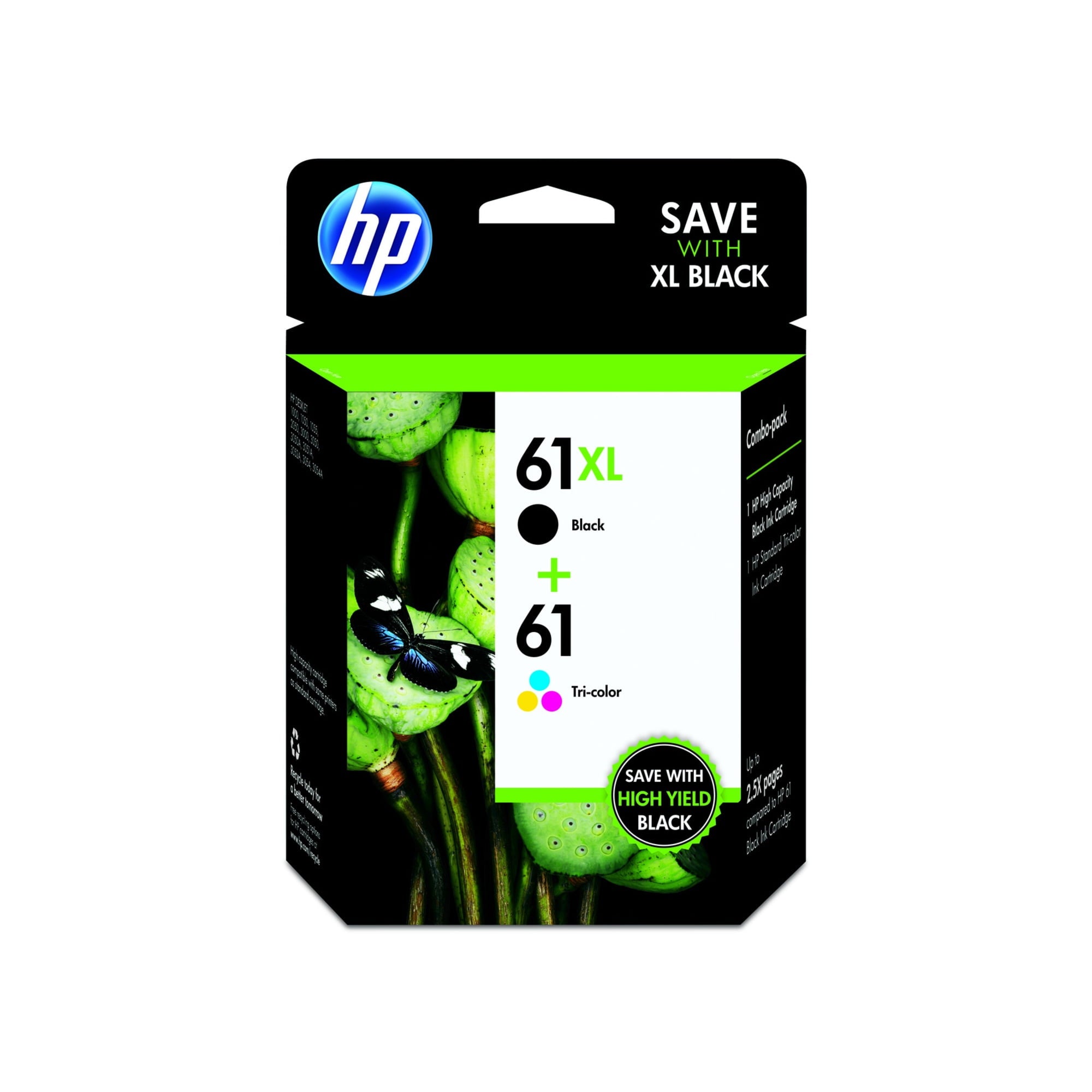 HP 61XL Black High Yield and Tri-Color Original Ink Cartridge, 2 Pack