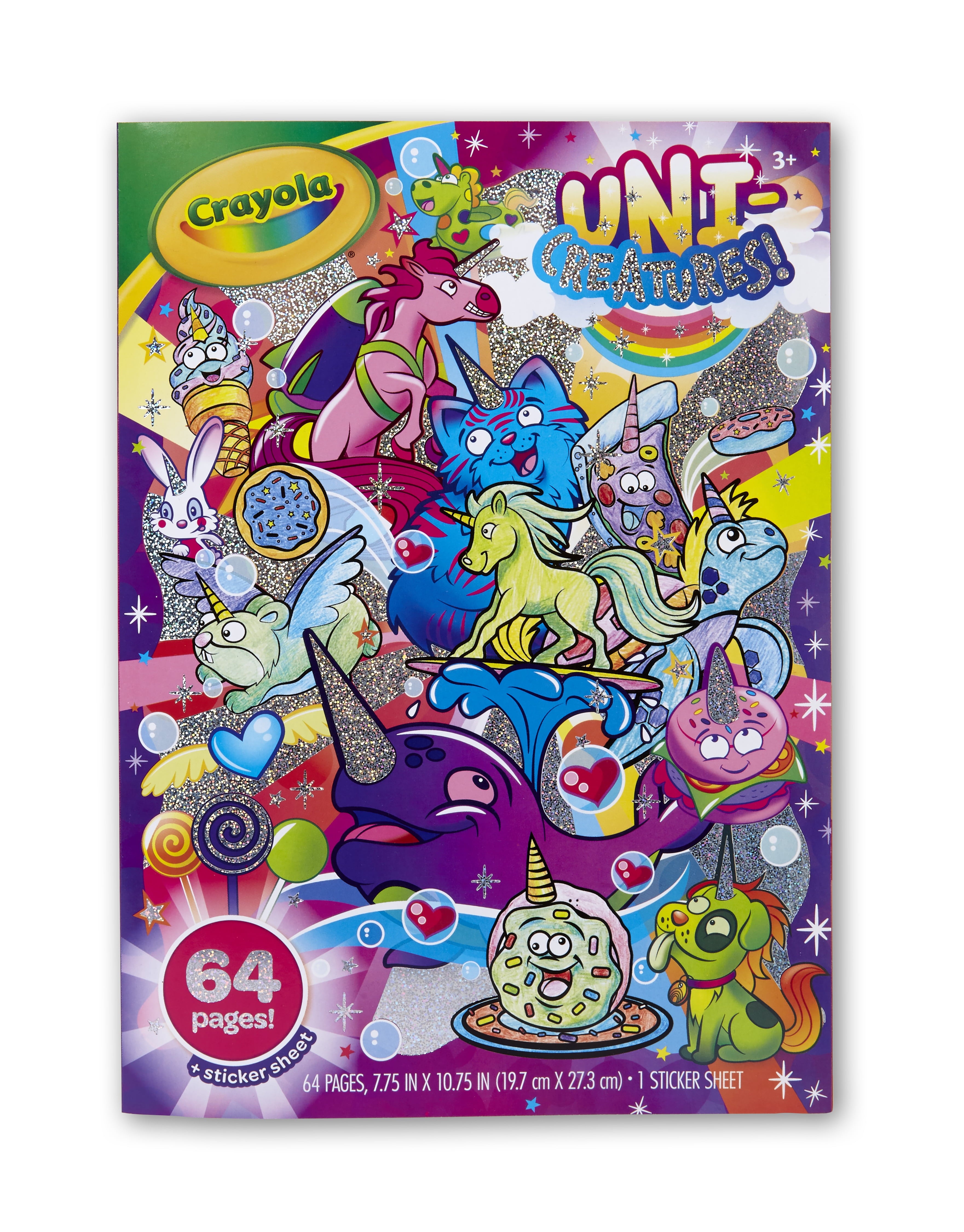 Crayola Uni-Creatures Coloring and Sticker Book, Beginner Child, 96 Pages