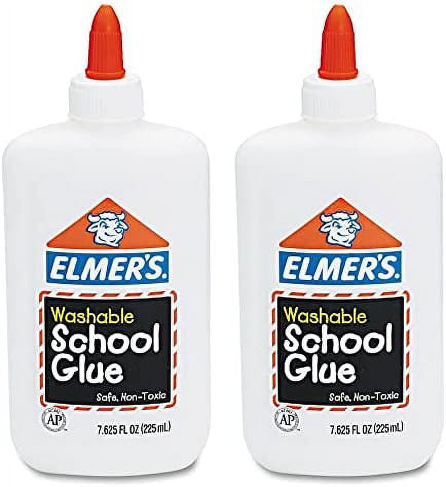 Elmer's Washable No-Run School Glue, 7.625 oz, 1 Bottle (E308) - 2 Pack