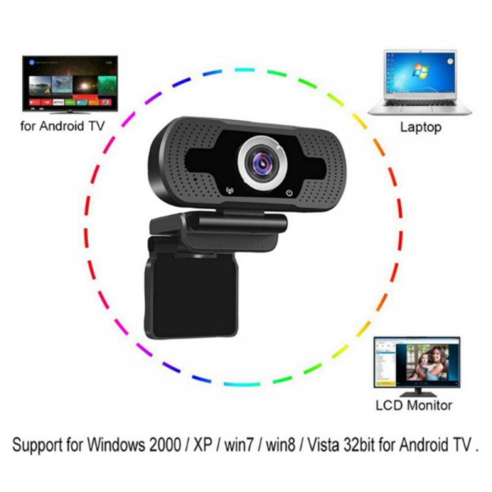 1080P Full HD USB Webcam for PC Desktop & Laptop Web Camera with Microphone Black