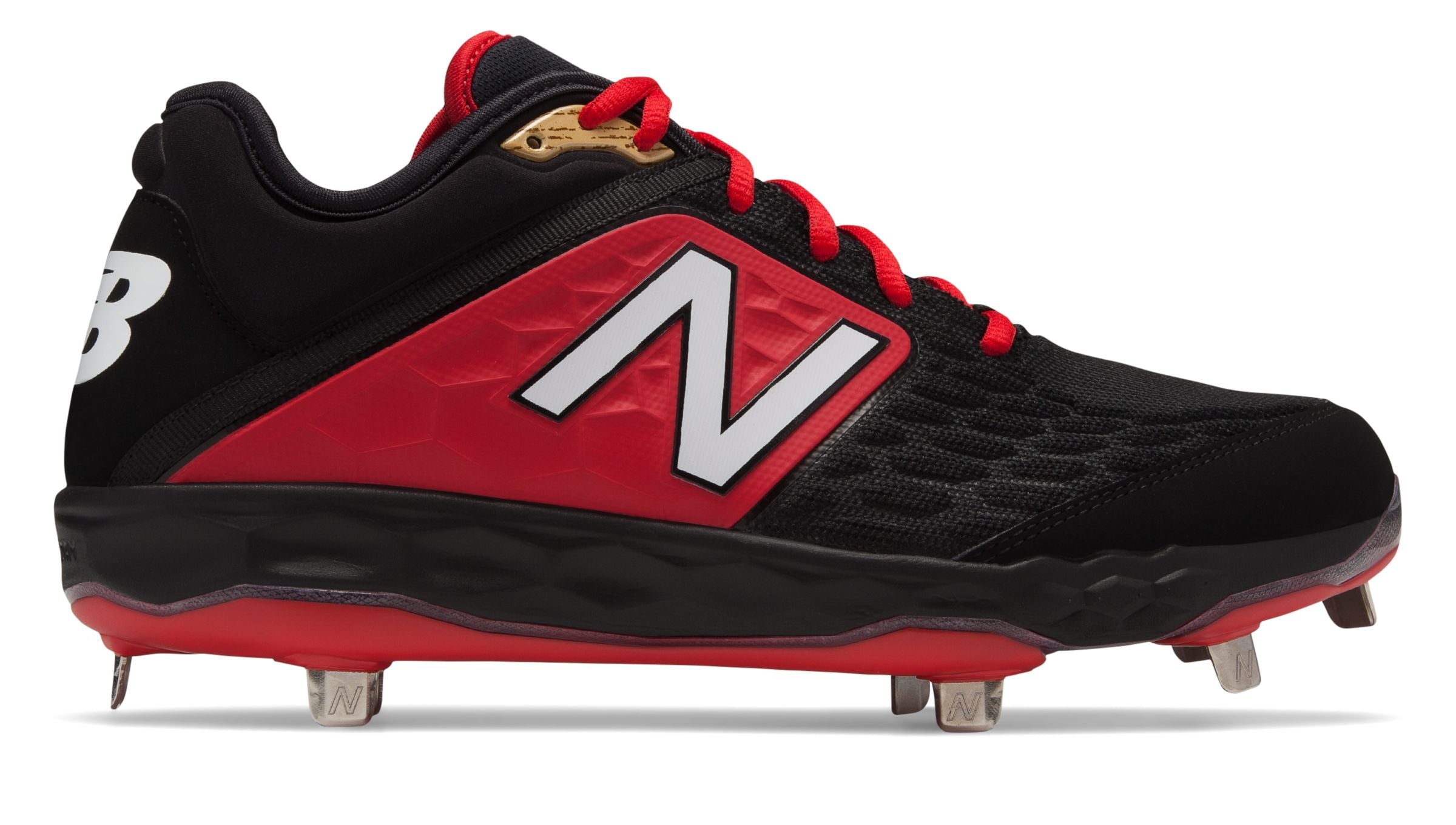 New Balance Low-Cut 3000v4 Metal Baseball Cleat Mens Shoes Black with Red