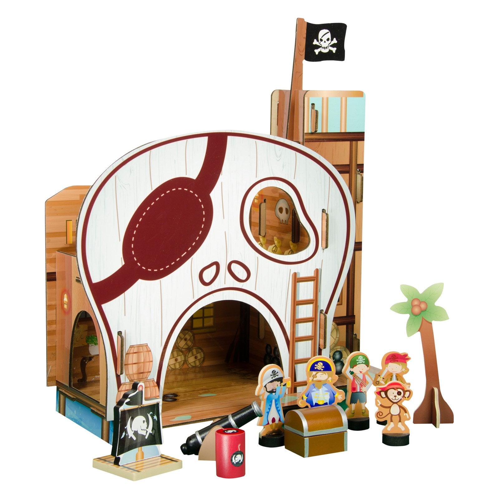 Teamson Kids - Neverland Pirate Ship Playset - Brown