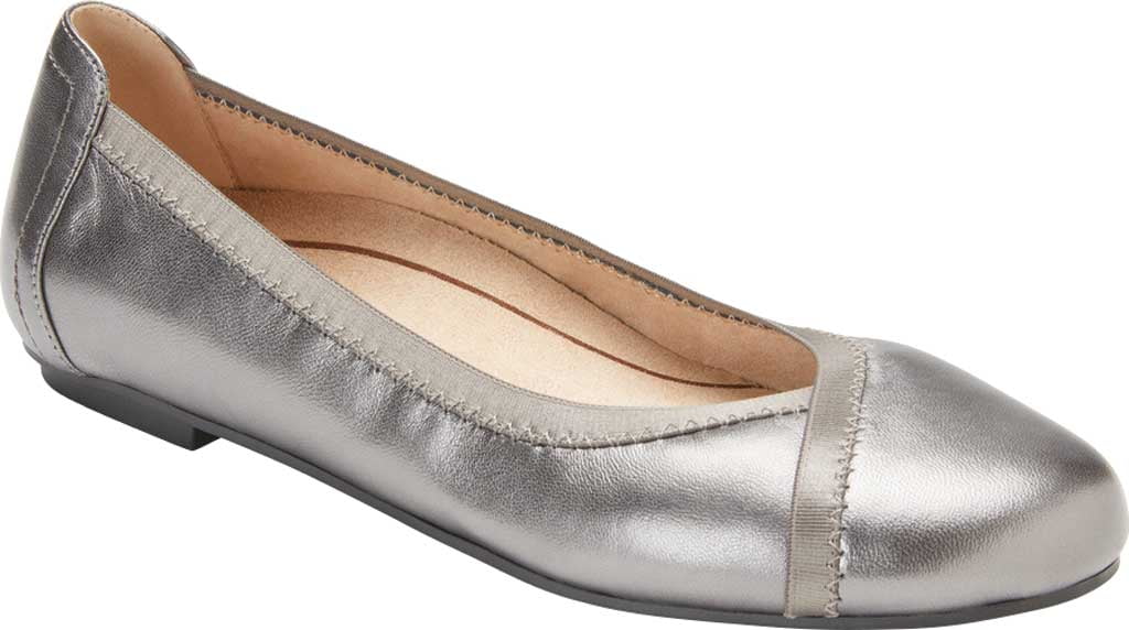 Women's Vionic Caroll Ballet Flat Pewter Metallic Leather 7.5 W