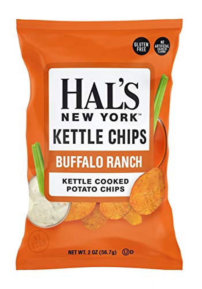 Hal's New York Kettle Cooked Potato Chips, Gluten Free, 2oz (Buffalo Ranch, Pack of 6)