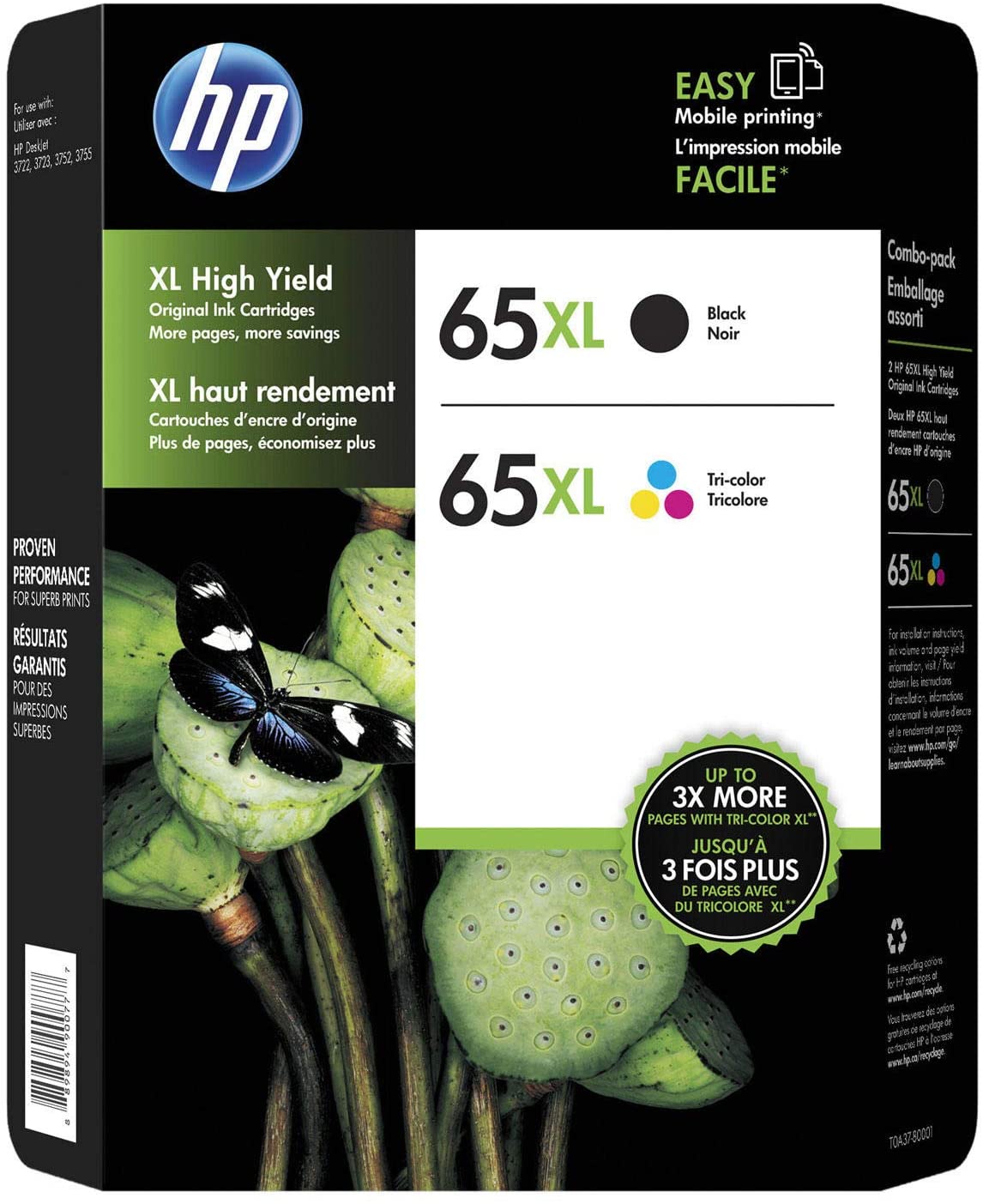 65XL Black Combo Ink Cartridges, 2 pk