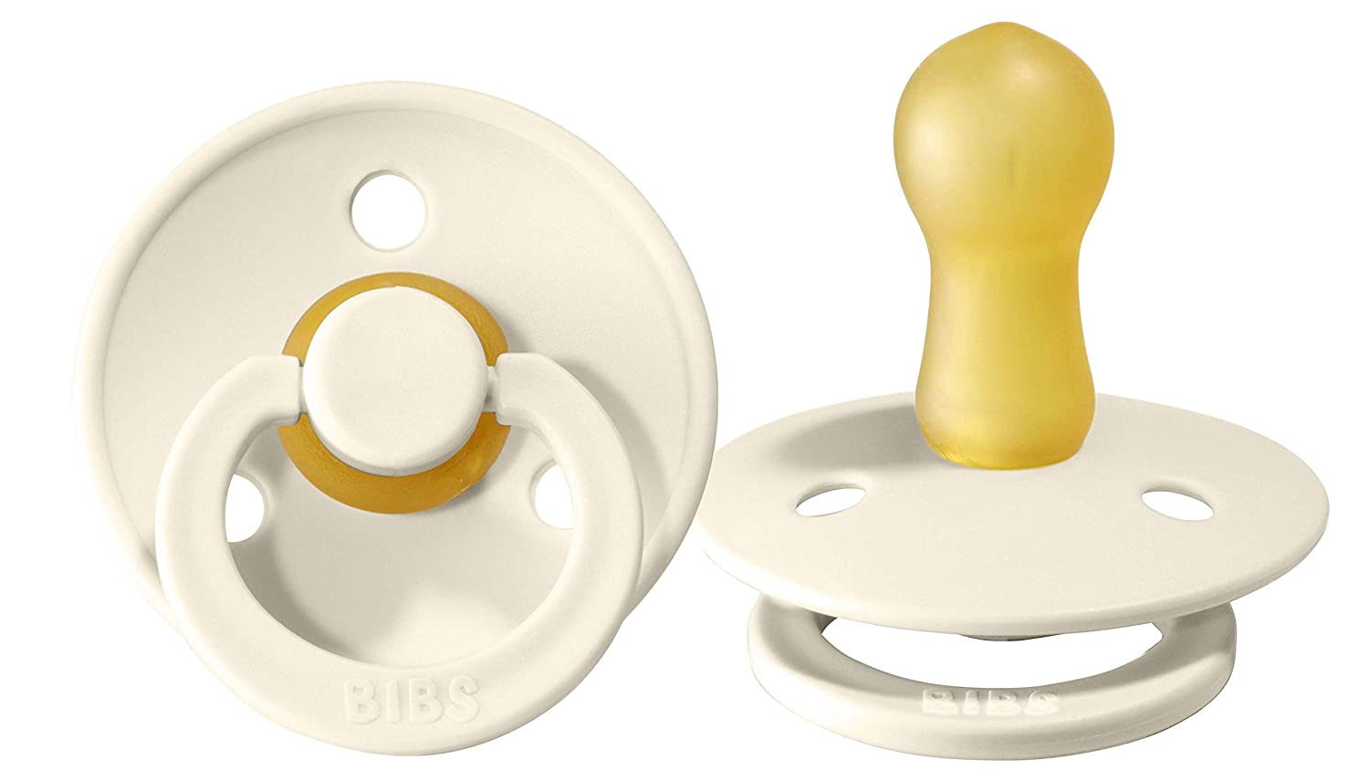 BIBS Baby Pacifier | BPA-Free Natural Rubber | Made in Denmark | Ivory 2-Pack (0-6 Months)