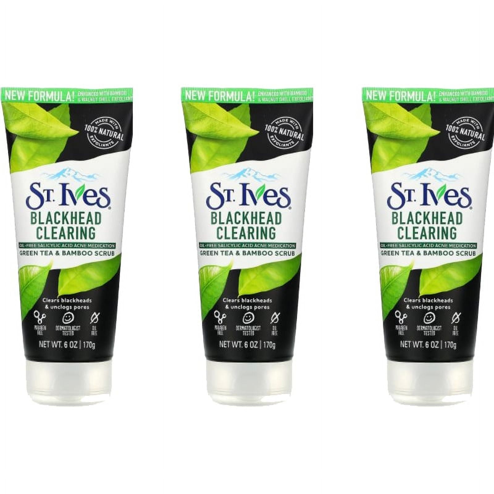 3 PACK St. Ives Green Tea & Bamboo Blackhead Clearing Scrub, 6 oz