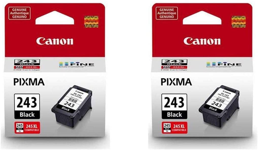 Canon 2 Pack PG-243 Black Ink Cartridge for PIXMA IP, MX, MG, TS, and TR Series Printers - 5.6ml