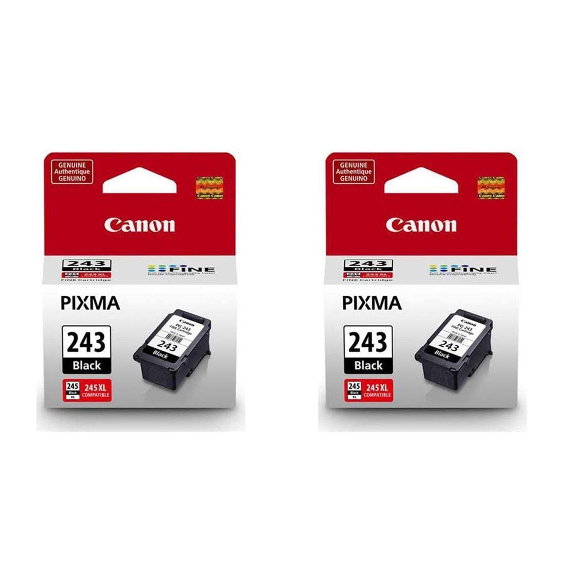 Canon 2 Pack PG-243 Black Ink Cartridge for PIXMA IP, MX, MG, TS, and TR Series Printers - 5.6ml