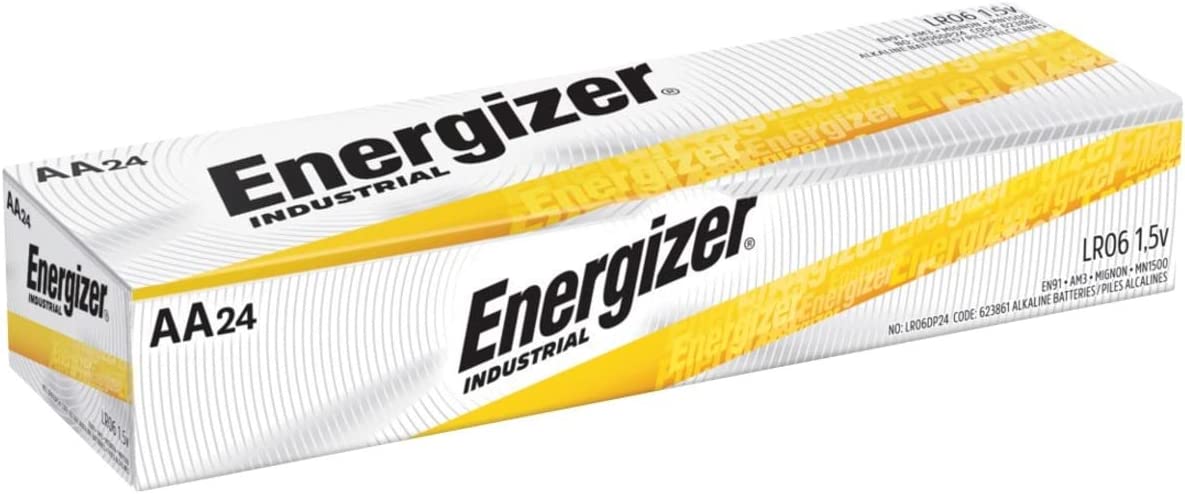 Energizer EN91 Industrial Alkaline Batteries, AA (Box of 24 Batteries), Packaging May Vary AA Batteries