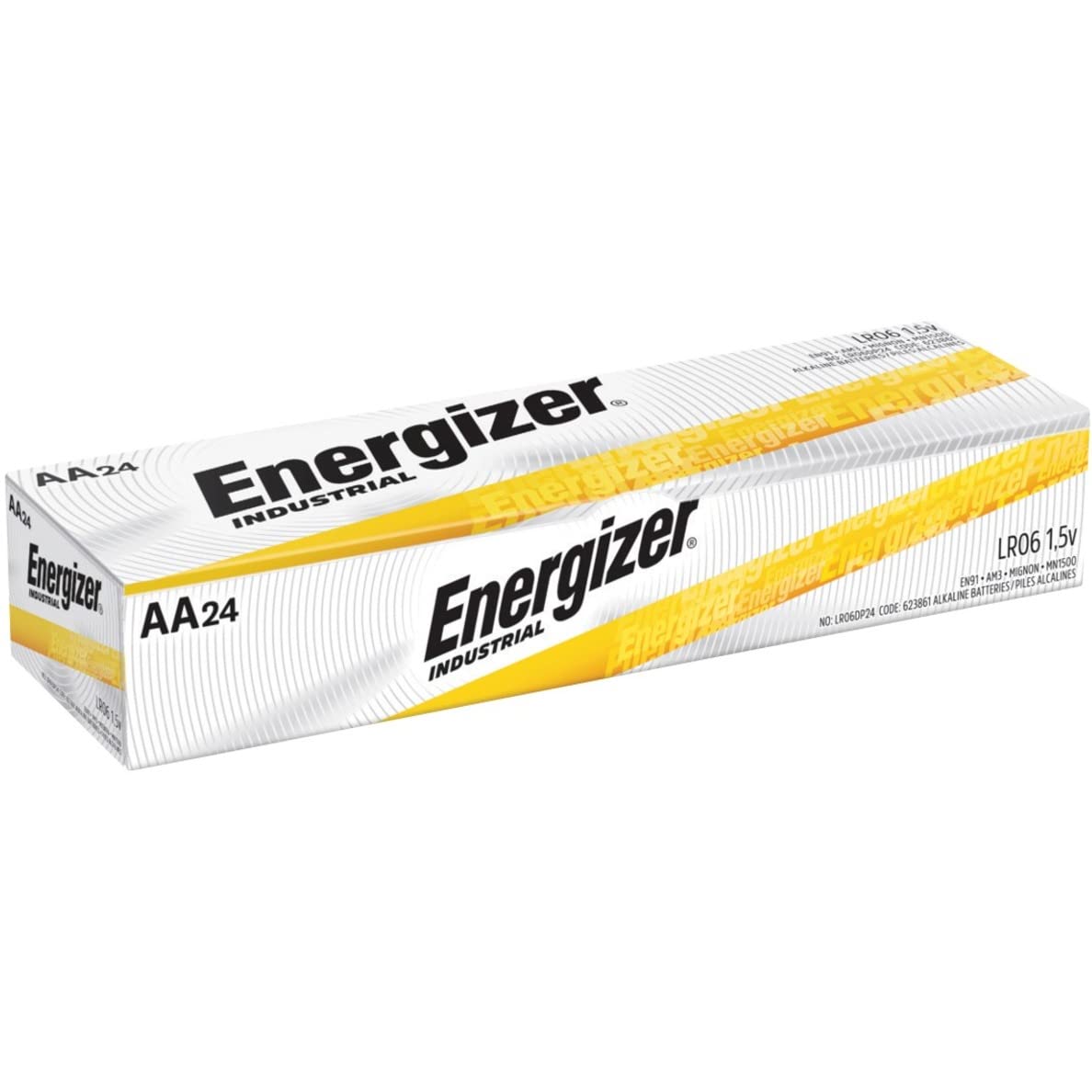 Energizer EN91 Industrial Alkaline Batteries, AA (Box of 24 Batteries), Packaging May Vary AA Batteries