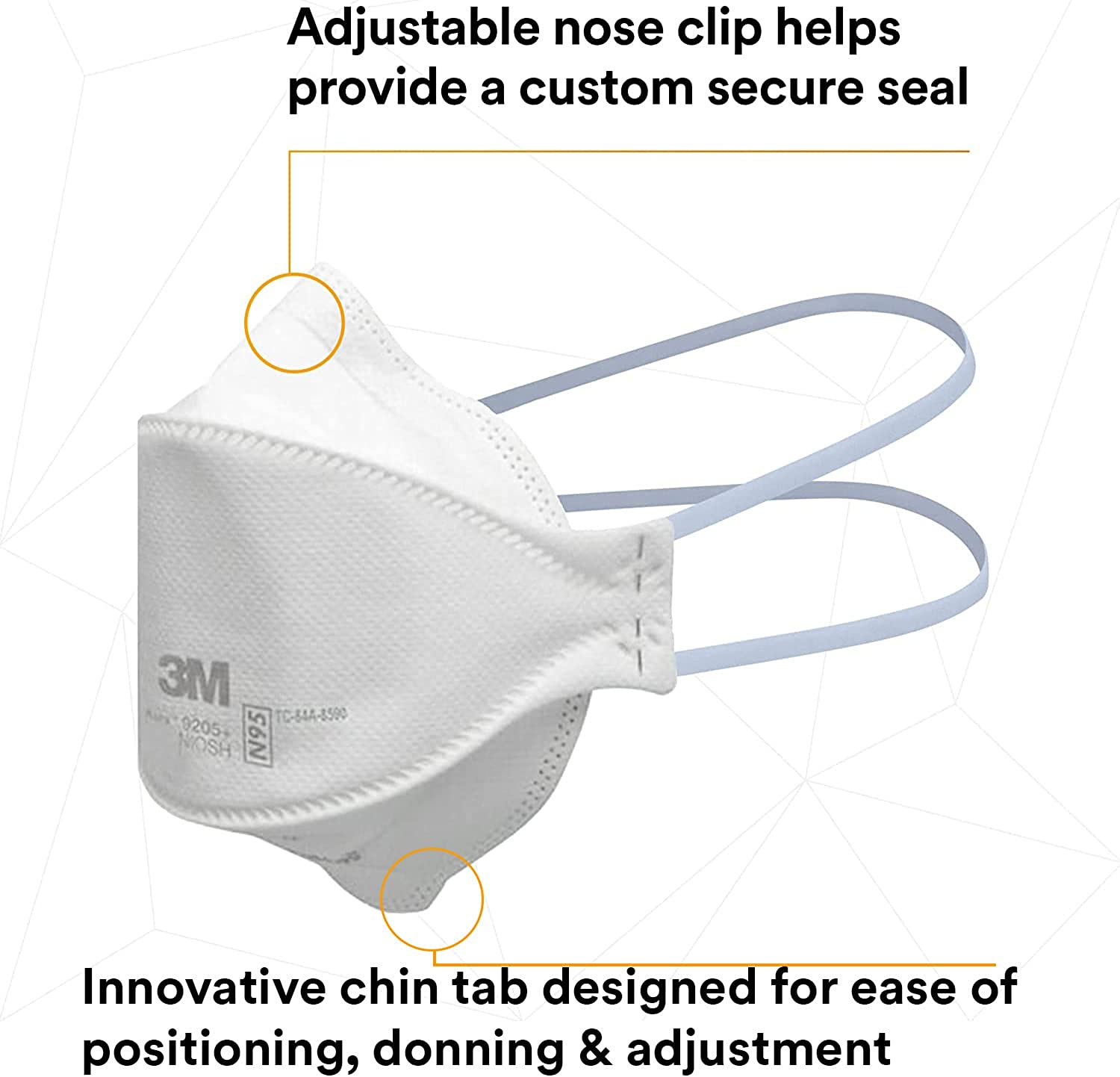 3M Aura Particulate Respirator 9205+, N95, Individually Wrapped, 3 Panel Flat Fold Design Allows for Facial Movements Pack of 20 Respirator