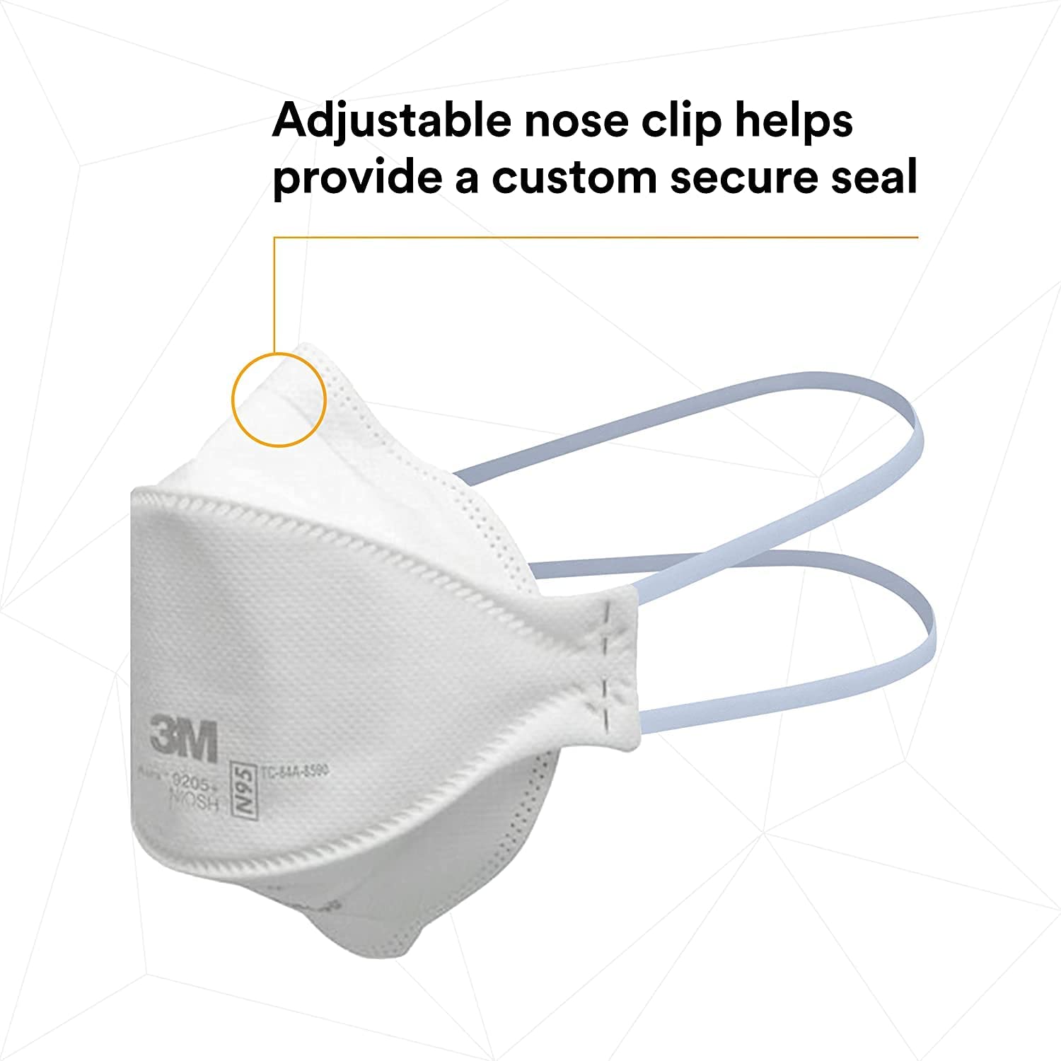 3M Aura Particulate Respirator 9205+, N95, Individually Wrapped, 3 Panel Flat Fold Design Allows for Facial Movements Pack of 20 Respirator