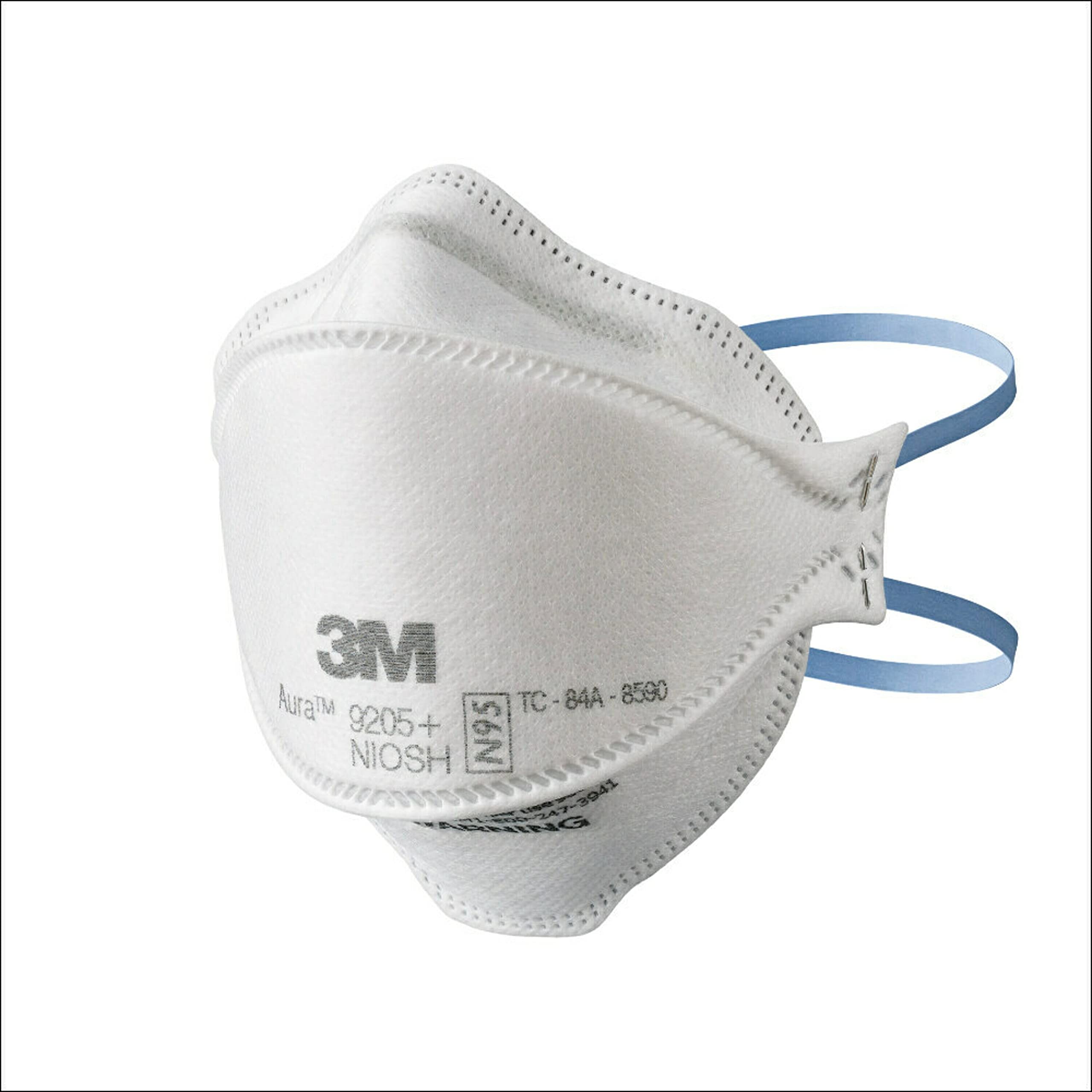 3M Aura Particulate Respirator 9205+ N95, Lightweight, Three Panel Designed Respirator Helps Provide Comfortable And Convenient Respiratory Protection, 20-Pack 3 pack