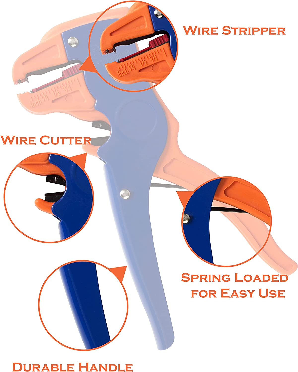Self Adjusting Insulation Wire Stripper - Automatic Stripping Tool - Built in Wire Cutter, Pressure Adjustable, Length Stop - 0.25-2.5mm² Range - By Gee Gadgets